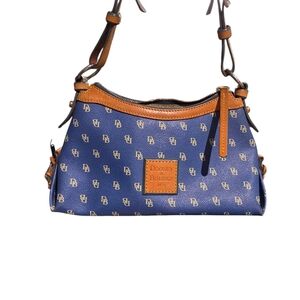 #88 Dooney & Bourke Blue and Tan Women's Bag